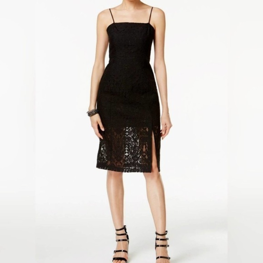 BCBGeneration Womens lace spaghetti strap Fitted midi Dress size large new!!